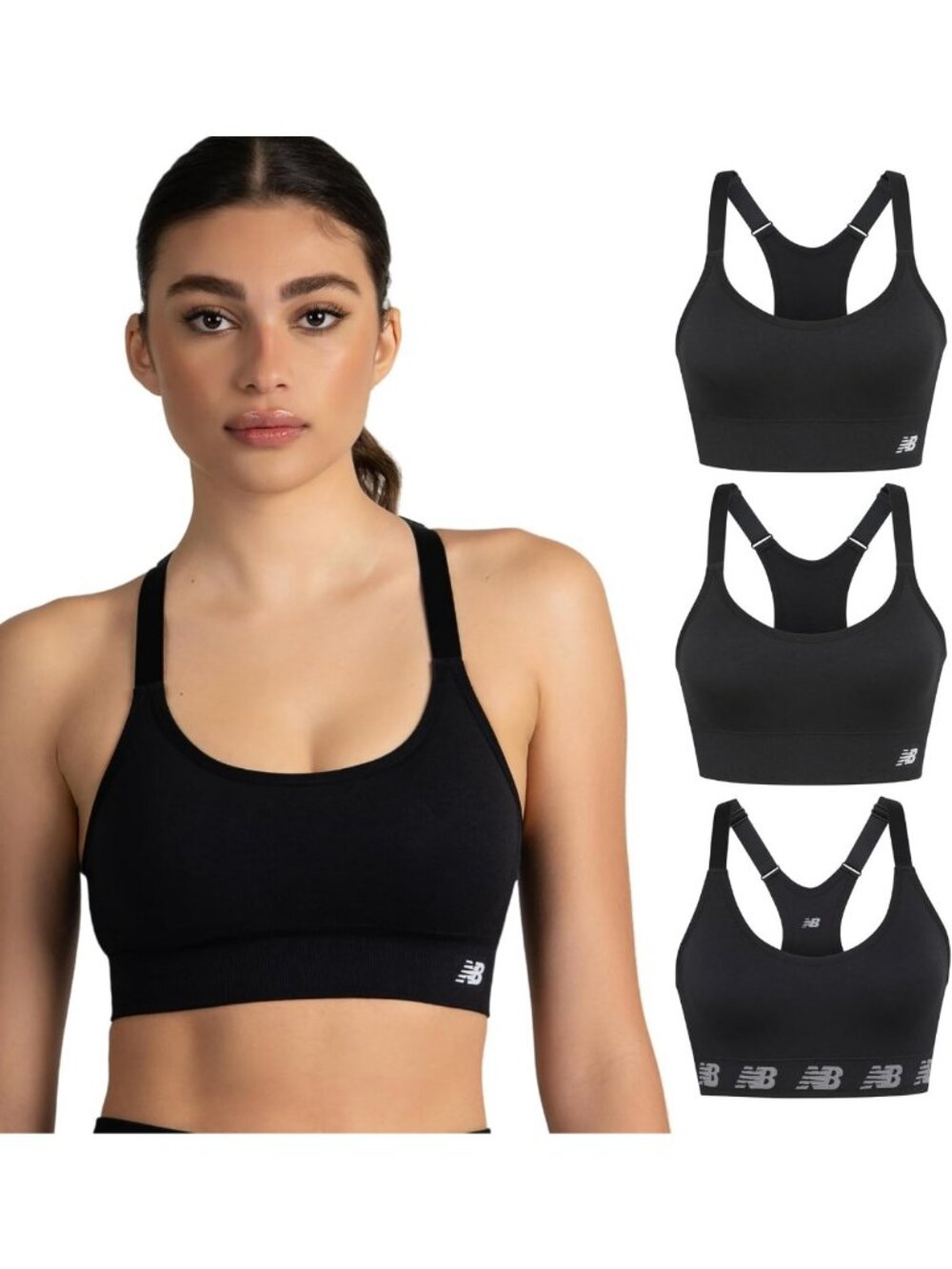 Seamless Sports Bras for Women - 3 Pack, Keyhole Cami, Breathable Gym & Yoga Set